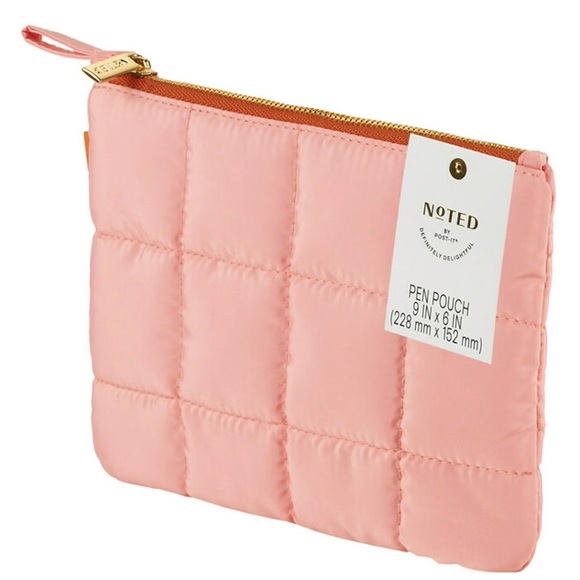 NWT Noted by Post It Pink Quilted Pen Pouch